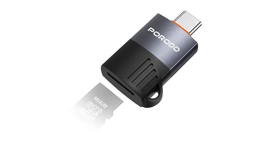 Porodo قارئ بطاقات OTG USB-C و TF
