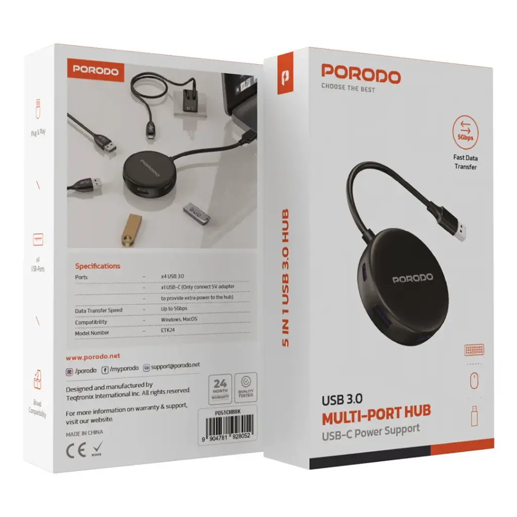 Porodo موزع منافذ USB 3.0 متعدد المنافذ