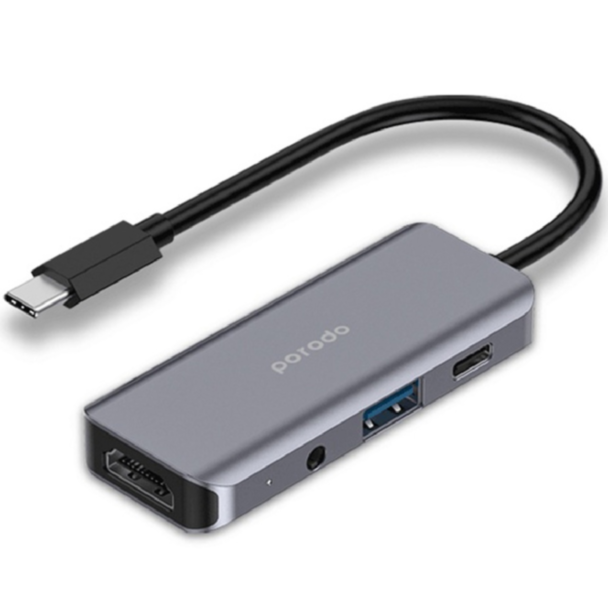 Porodo موزع HDMI 4K USB-C 4 في 1