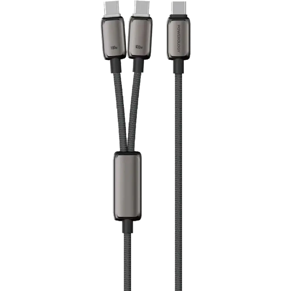 كابل Powerology Zinco Series 2 في 1 USB-C مزدوج