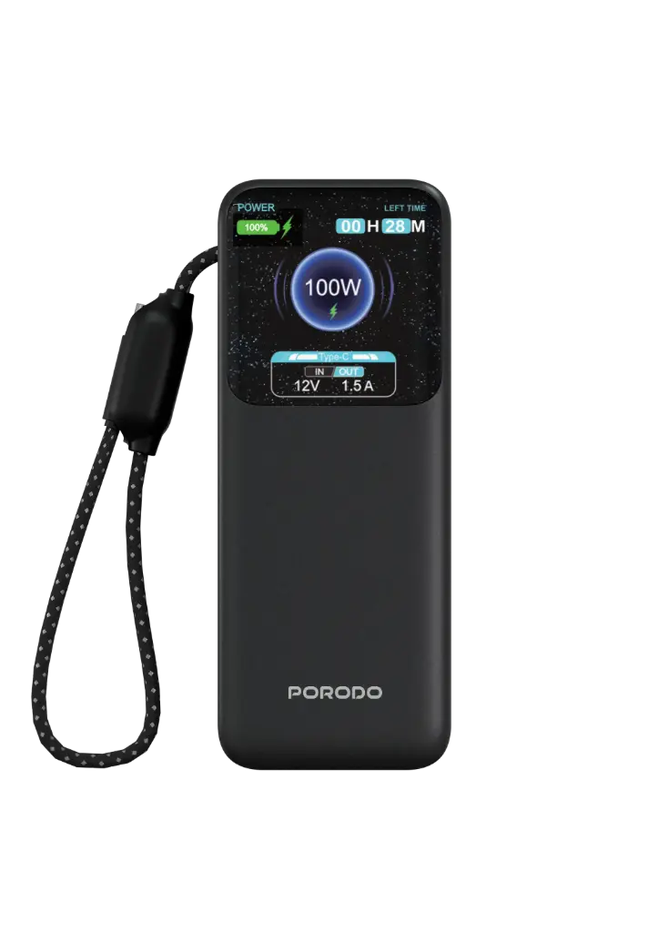 باور بانك Porodo POLO سعة 10000mAh مع كابلات USB-C مدمجة