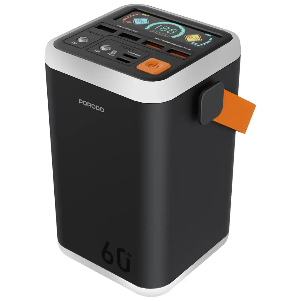 باور بانك Porodo Cappadoc سعة 60000mAh متعدد المنافذ مع شاشة TFT