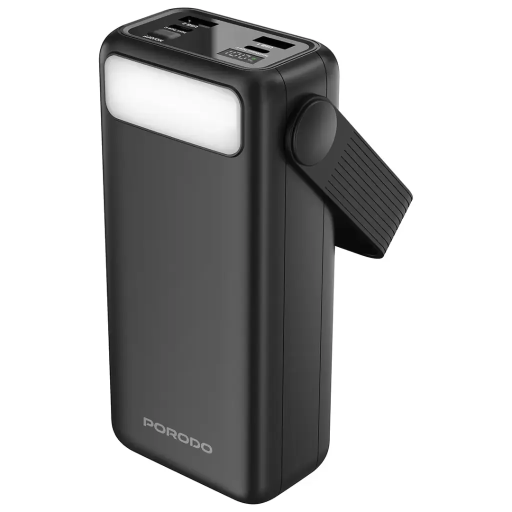 باور بانك Porodo Lara سعة 30000mAh مع كابلات مدمجة ومصباح