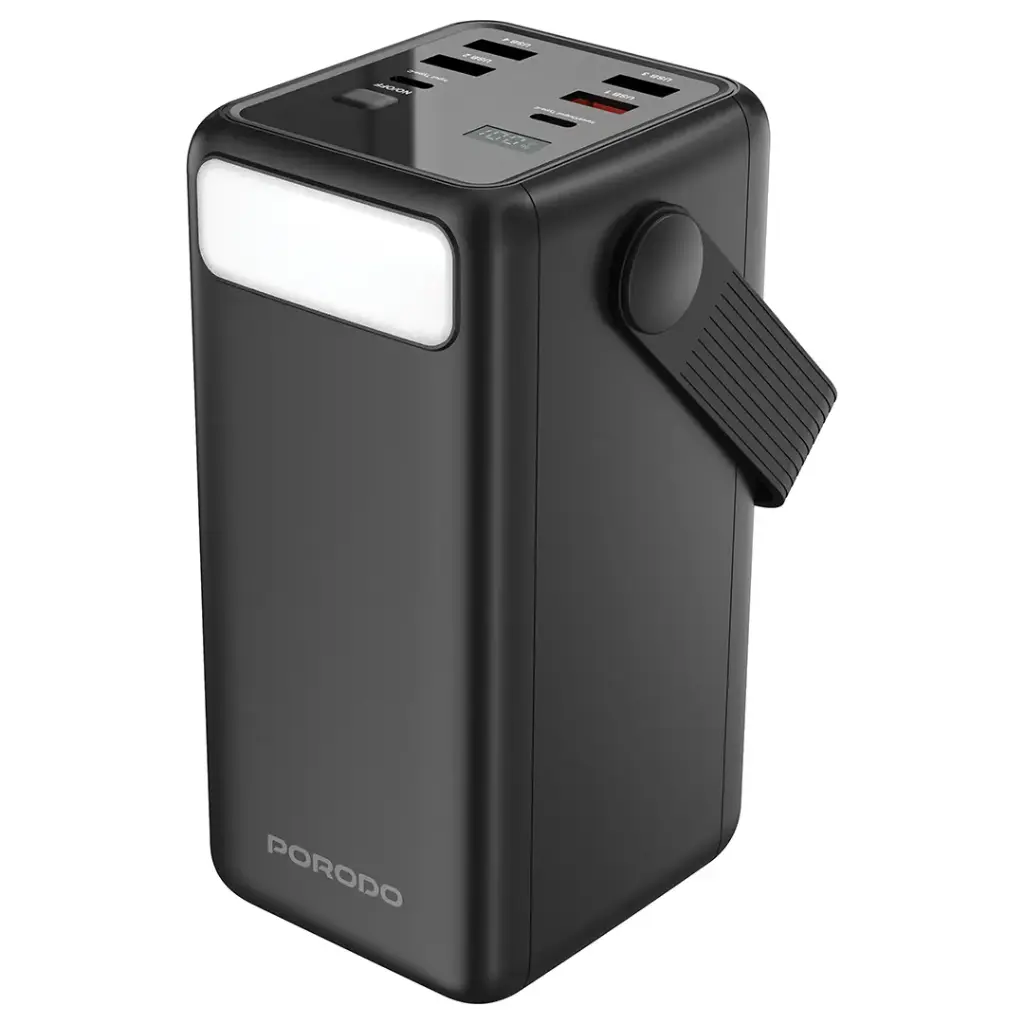 باور بانك Porodo Lara سعة 50000mAh مع كابلات مدمجة ومصباح