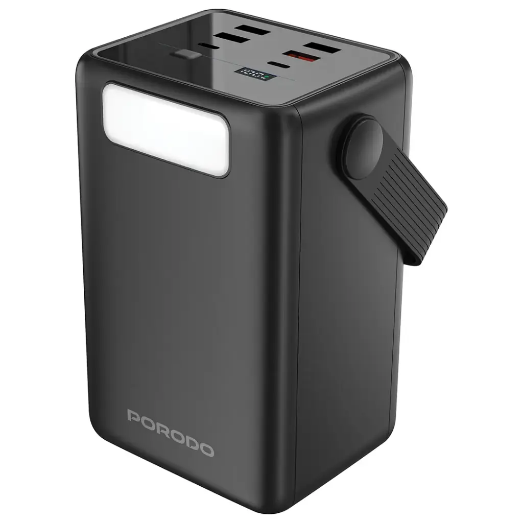 باور بانك Porodo Lara سعة 80000mAh مع كابلات مدمجة ومصباح