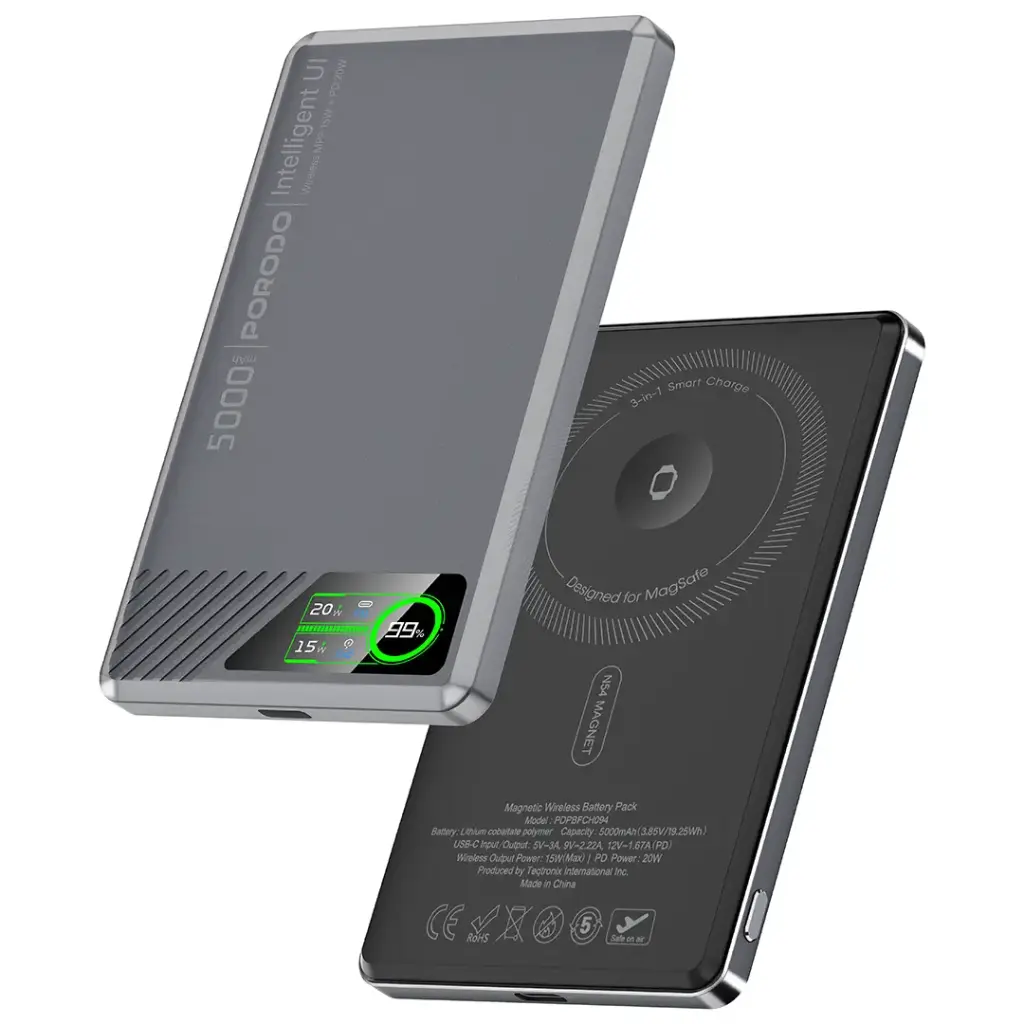 باور بانك Porodo SlimMag سعة 5000mAh مغناطيسي