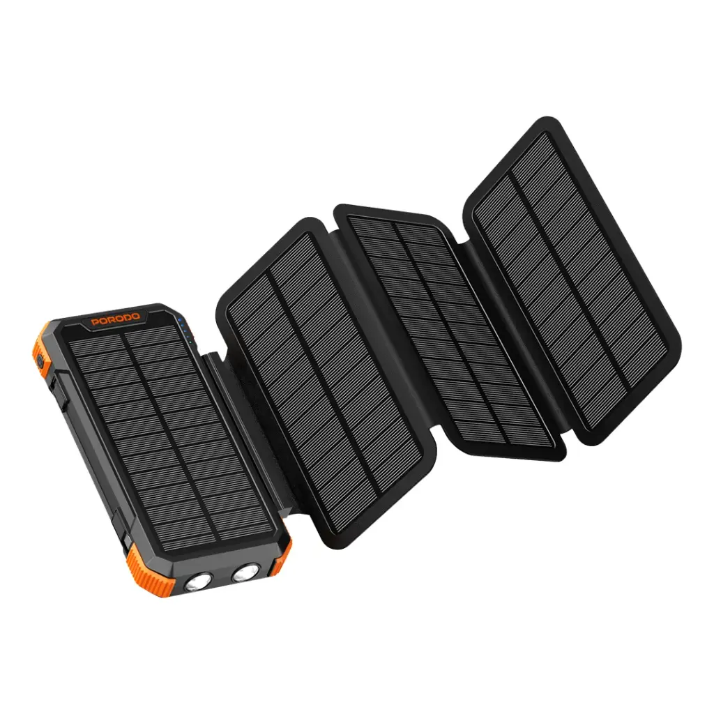 باور بانك Porodo شمسي 20000mAh بأربع ألواح (PB070)