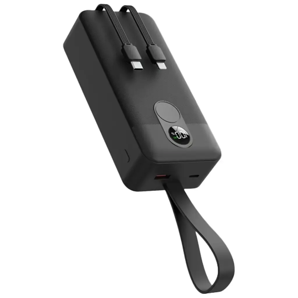 باور بانك Porodo سعة 30000mAh مع شاشة رقمية وكابل Type-C وLightning