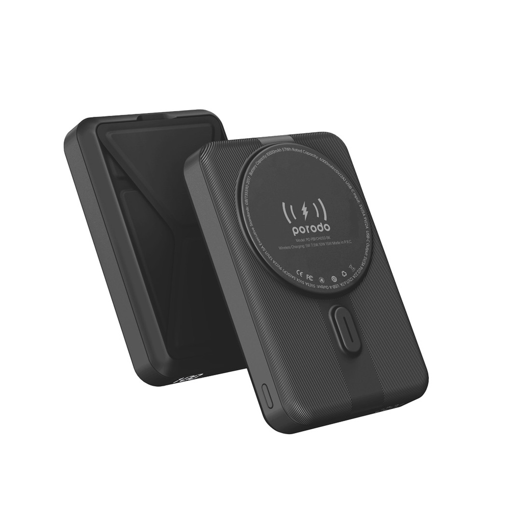 باور بانك Porodo الرقمي MagSafe سعة 10000mAh مع حامل (Type-C وUSB-A)