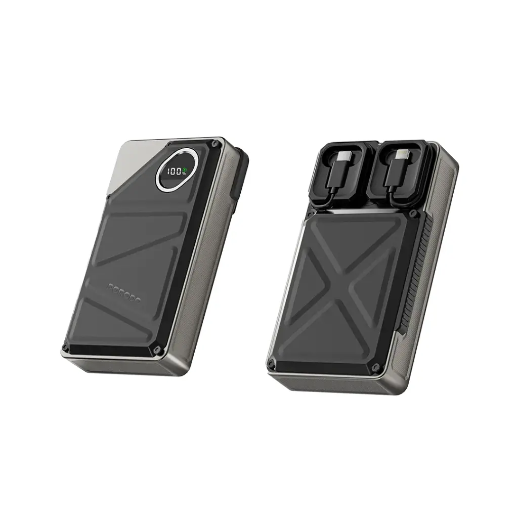 باور بانك Porodo سعة 20000mAh مع Type-C وLightning مدمجين