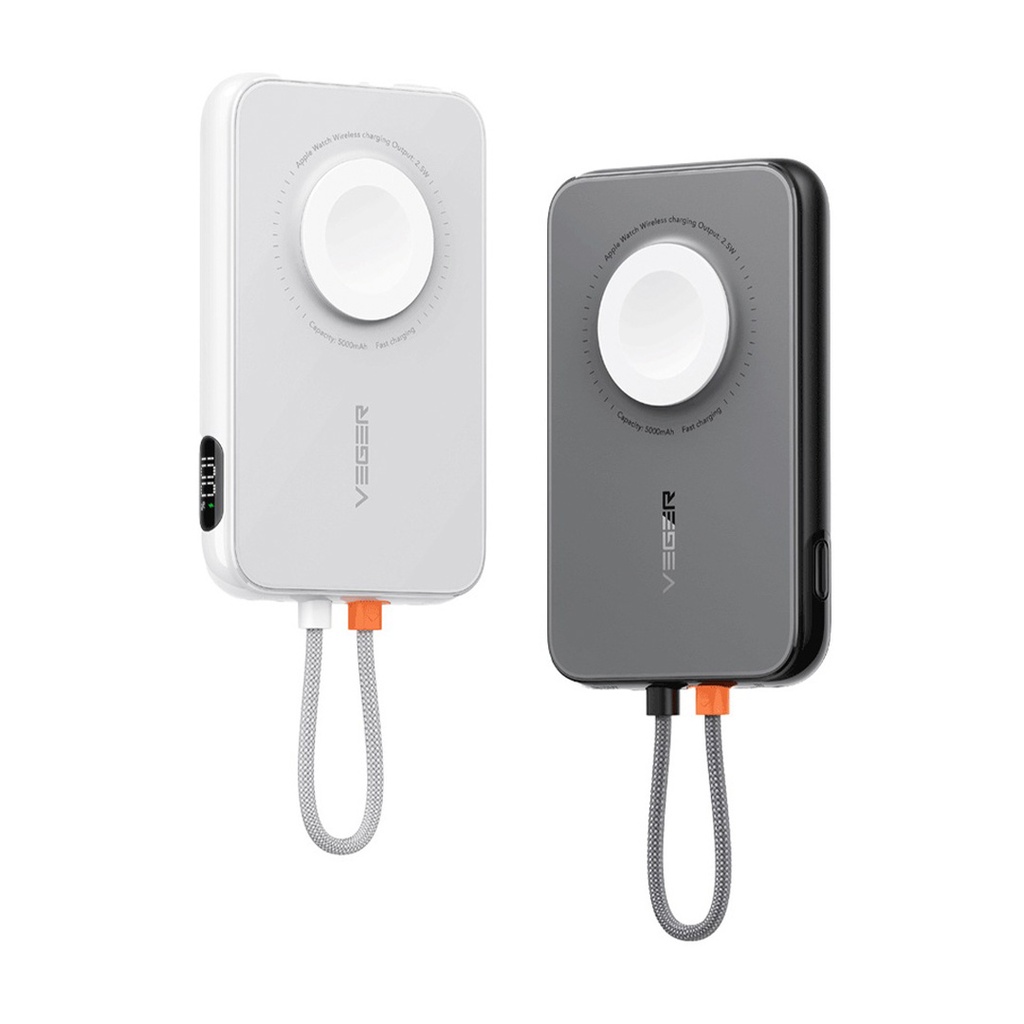 باور بانك Porodo Slim سعة 5000mAh مع كابل Lightning مدمج