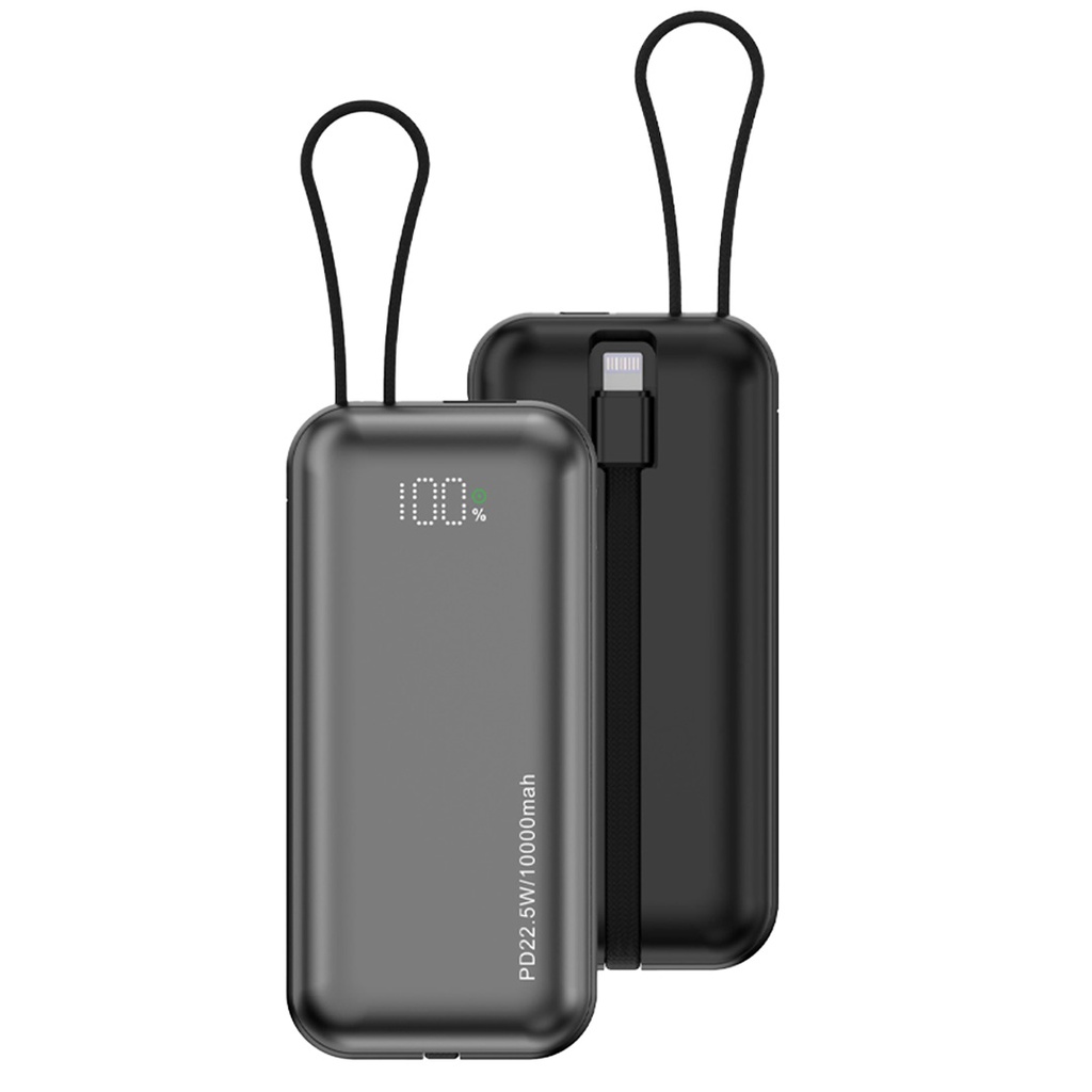 باور بانك Porodo سعة 10000mAh مع كابلين مدمجين وشحن سريع