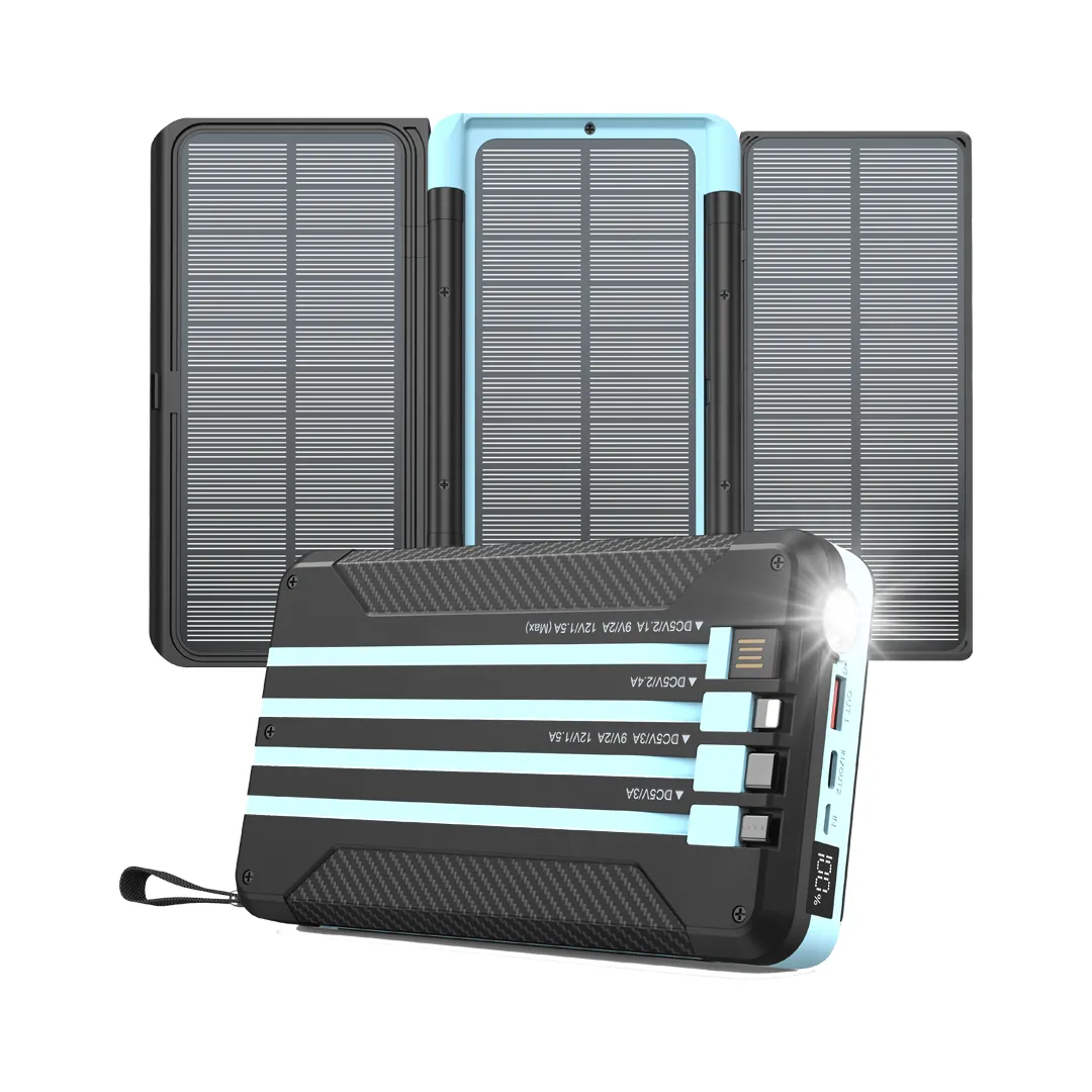 Powerology 16000mAh Солнечный мультикабельный Пауэрбанк
