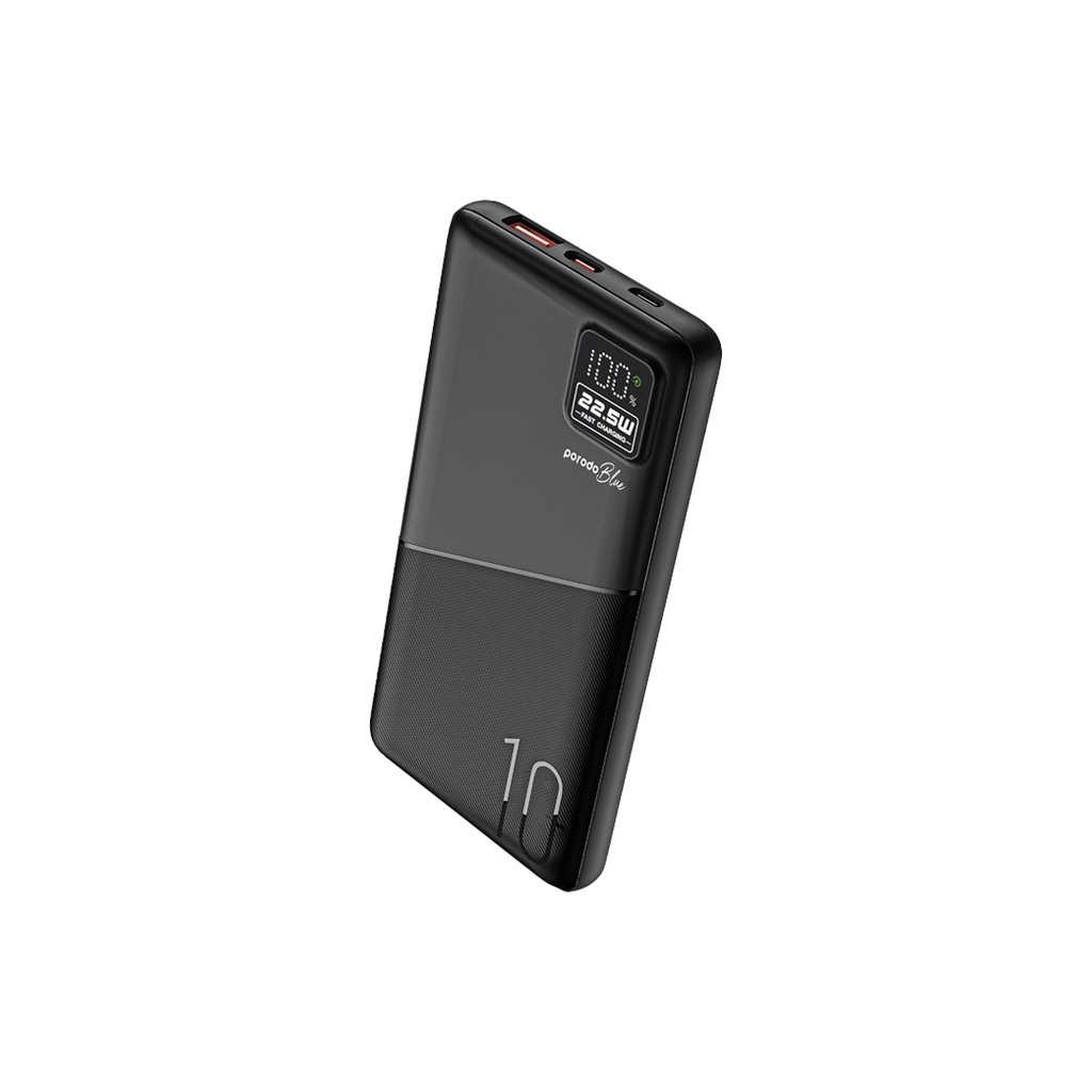 Porodo Blue 10000mAh быстрая зарядка повербанк QC3.0 PD20W (PB-PBFCH053-BK)