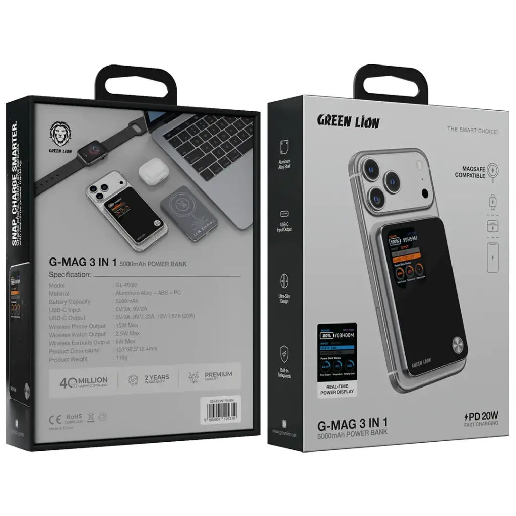 Green Lion G-Mag 3 in 1 Внешний аккумулятор 5000mAh PD 20W
