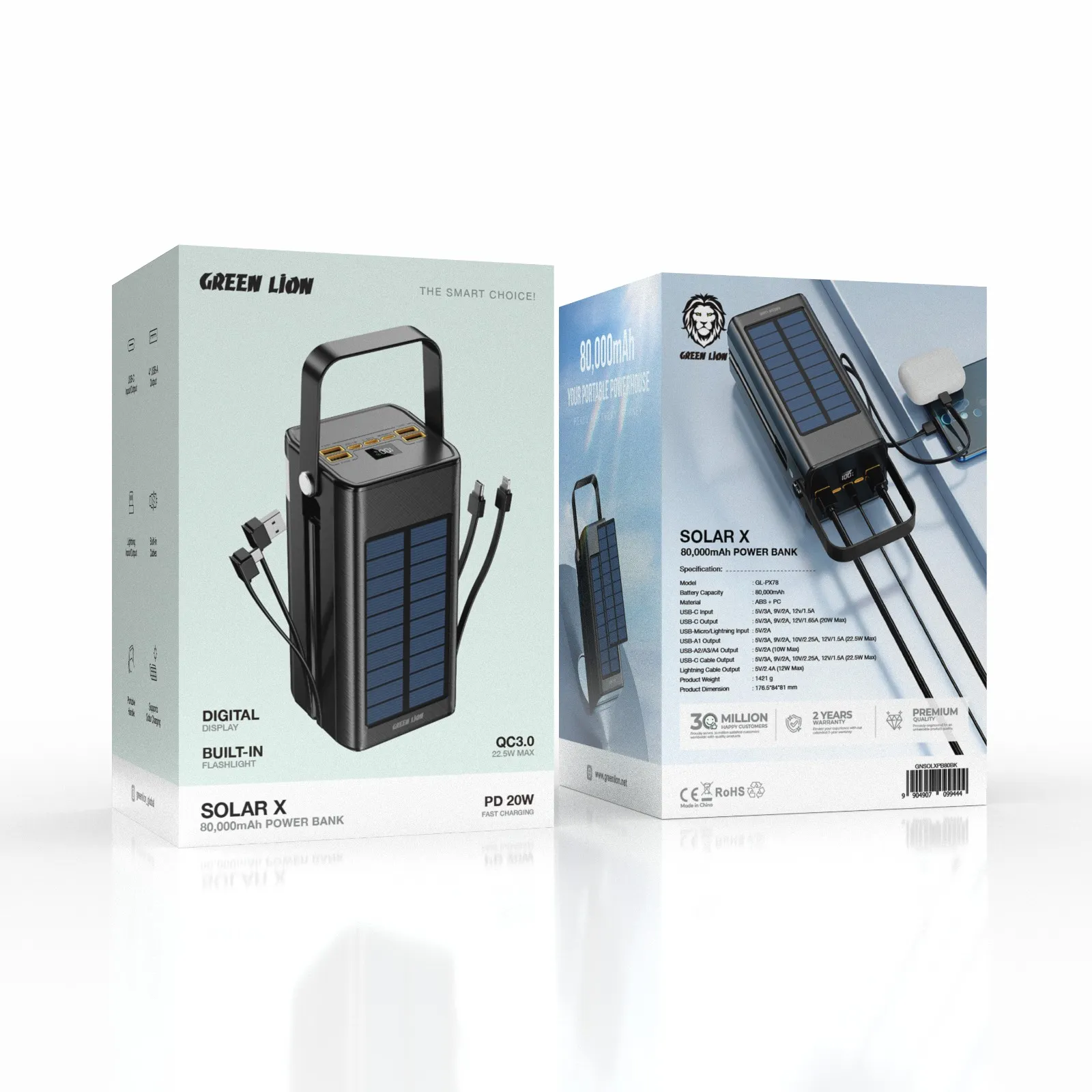 Green Lion Solar X Внешний аккумулятор 80000mAh PD 20W
