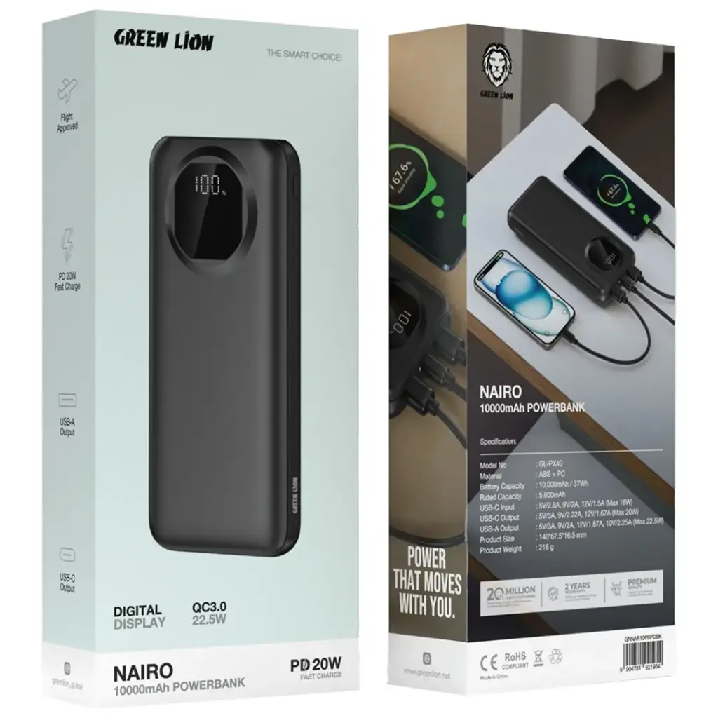 Green Lion Nairo Внешний аккумулятор 10000mAh PD 20W