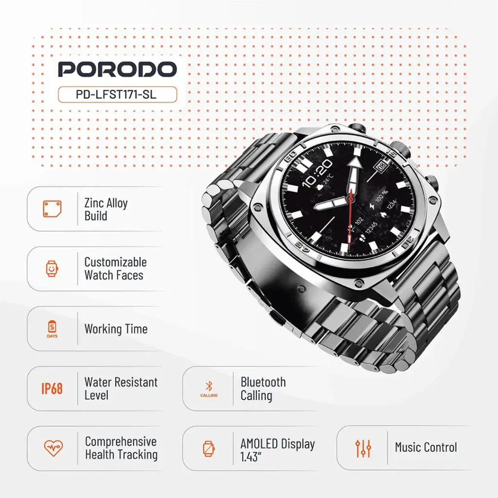 Смарт-часы Porodo Chrono Steel
