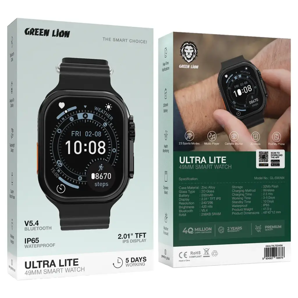 Green Lion Ultra Lite умные часы 2.01 Inch TFT IPS дисплей