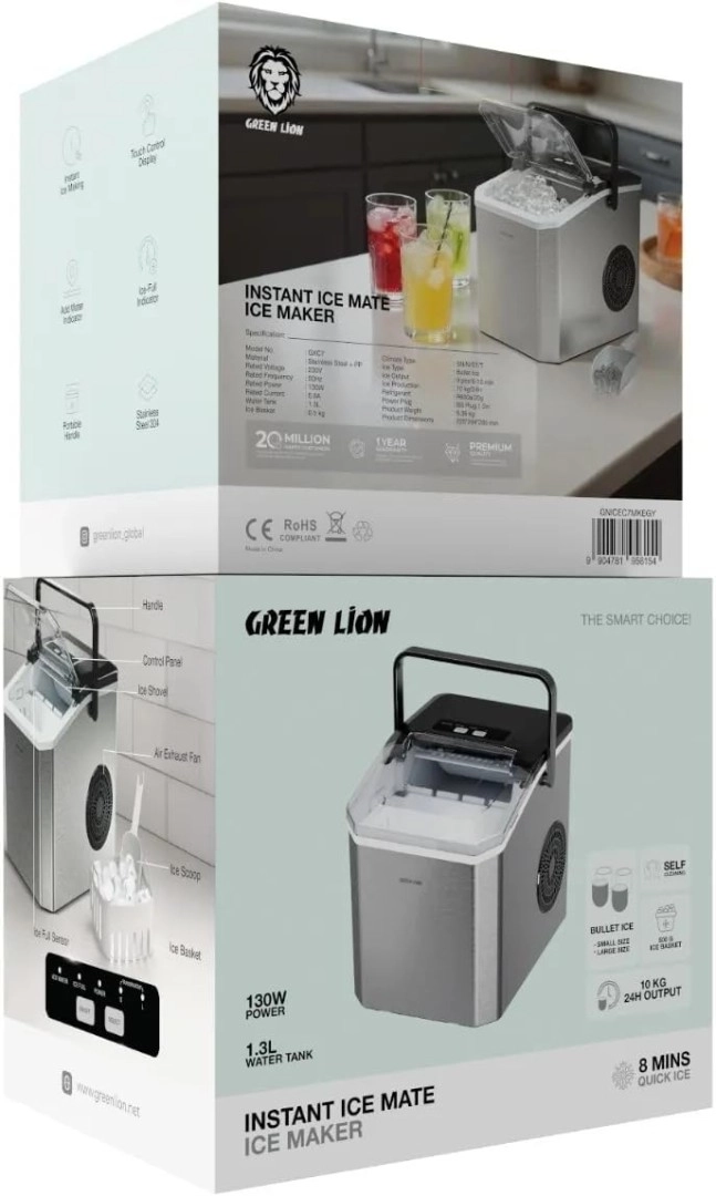 صانعة ثلج Green Lion Instant Ice Mate بقدرة 130W وسعة 1.5L