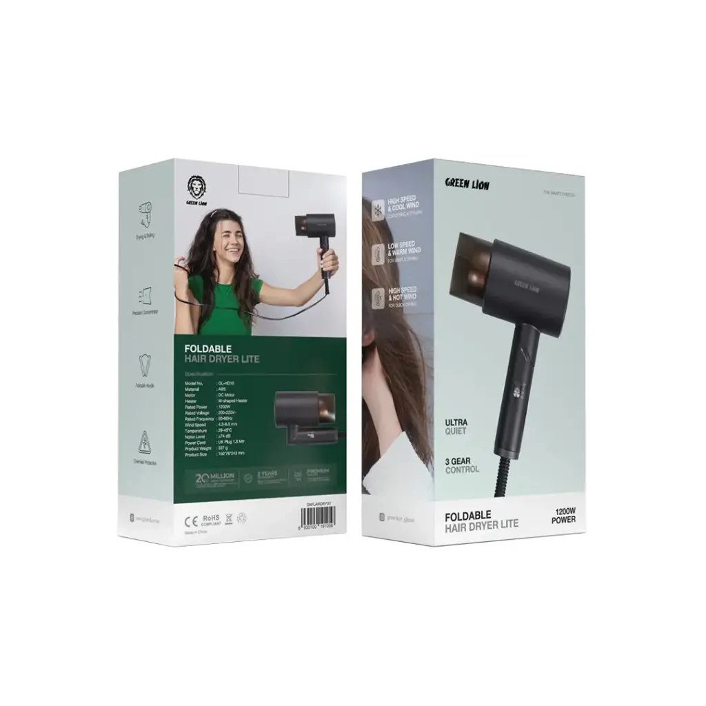 Green Lion مجفف شعر Lite قابل للطي 1200 واط
