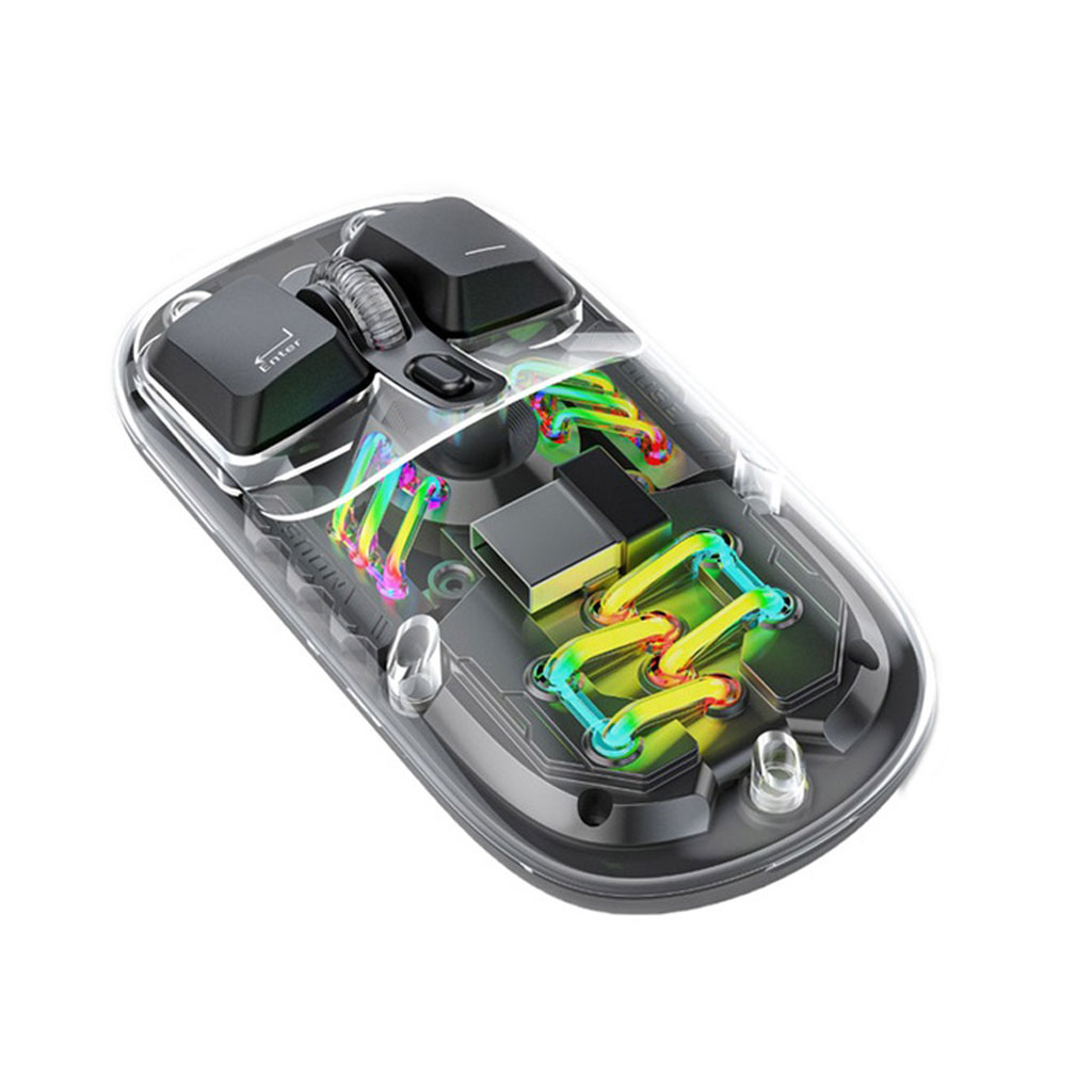 Porodo прозрачная беспроводная мышь Dual Mode RGB